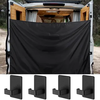 Fanfanwin 2,1 x 1,8 m Schwarze große Autovorhänge für Wohnmobile, Hintertür, Duschvorhänge mit Magnethaken, verstellbare Outdoor-Dusche, doppellagig, wechselnde Autoabdeckung, LKW, Reisen
