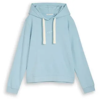 TOM TAILOR DENIM Damen Hoodie Sweatshirt mit Stickerei, blau, Uni, Gr. M
