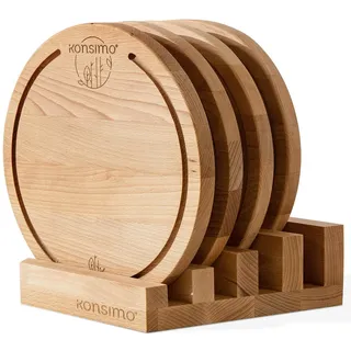 konsimo® KONSIMO Schneidebrett-Set Holz 5-tlg. Ø 25 cm x 2 cm Braun