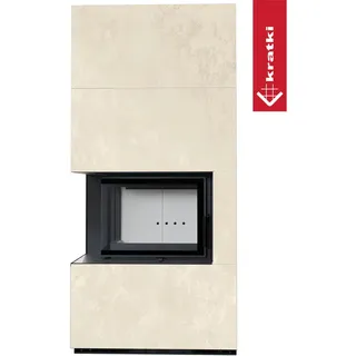 Kratki Kaminbausatz Floki Box Stahl Schwarz/Abdeckplatte Quarzsinter Weiß