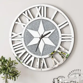 Artloge Wanduhr Große Wohnzimmerwanduhr 60cm: Wanduhren Römische Ziffern Küchenuhr Stille Uhr Modern Kristall Luxus Wand Deko für Wohnzimmer, Küche, Schlafzimmer