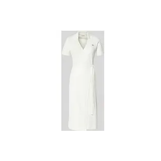 Slim Fit Wickelkleid aus aus Baumwoll-Mix, Offwhite, 36