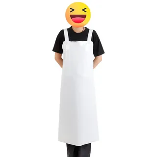 QDMHA wasserdichte PVC-Schürze in Weiß, robuste Arbeits- und Küchenschürze, öl- und chemikalienbeständig, ideal für Männer und Frauen, vielseitig einsetzbar im Garten und bei