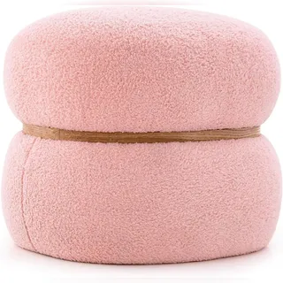 Costway Sitzhocker Oval gepolstert 44 x 35 x 35 cm Rosa