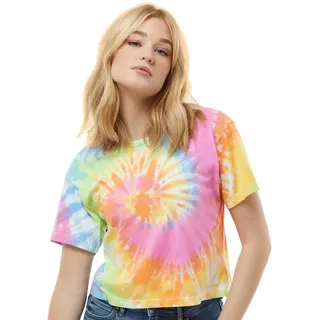 Colortone Damen Batik Crop T-Shirt | XS - XL in Verschiedenen Mustern | Hippie Shirt Crop Top Aus Baumwolle | Handgefärbtes Design | Eternity, M - M