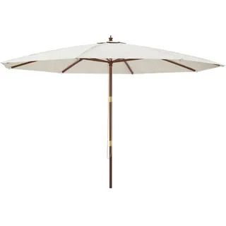 vidaXL Sonnenschirm mit Holzmast 400 x 273 cm Sandfarben