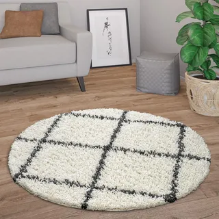 Paco Home Hochflorteppich 160 x 160 cm Weiß