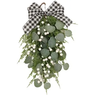Ej.life - Eukalyptus-ginkgo-pe-umgedrehter Baum (lichter Nicht Im Lieferumfang Enthalten), Dekorativer Weihnachts-eukalyptus-tür-hängender Umgedrehter Baum, Weihnachtskranz Für Zuhause, Rattan-umgedreh