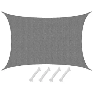 AMANKA UV Sonnensegel 4x6 HDPE Rechteckig Sonnenschutz Überdachung Garten Balkon Grau