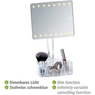 WENKO LED Standspiegel, Spiegel mit LED-Beleuchtung, Schminkspiegel, Badspiegel