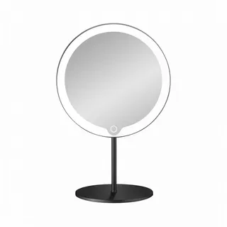 blomus LED-Lichtspiegel -MODO- LED Kosmetikspiegel: Designer LED Spiegel mit 5-fachem Zoom, Dimmbar, 5-fach Zoom, 3000-6000K, Akku, LED Leuchtring, IP44, Schwenkbar schwarz 20 cm x 34.5 cm x 14 cm
