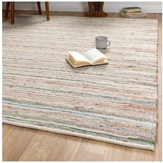 Steffensmeier Wollteppich Biri, Rechteckig, Handwebteppich, Fusselstopp bunt 70 cm x 130 cm