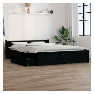 vidaXL Bett Bett mit Schubladen Schwarz 140x190 cm schwarz 190 cm x 140 cm