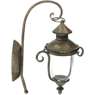 Dekoleidenschaft Wandlaterne Shabby aus Metall und Glas, Kerzenhalter, Garten Windlicht, Wand-Kerzenhalter, Wandwindlicht, Garten-Laterne, Kerzenwandhalter für Drinnen & Draußen