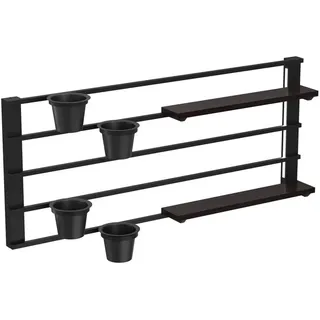 Wandregal mit Blumentöpfen und LED-Beleuchtung SHELF 50x118 cm schwarz/Kiefer - Schwarz