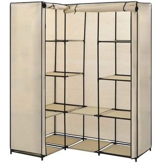 Susany Eckkleiderschrank Eckschrank Eck-Kleiderschrank Faltschrank Kleiderstangen Stoffschrank Abmessungen:130 x 87 x 169 cm (B x T x H), Eisenrohr + 100% Polyester,Creme