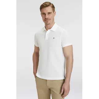 Poloshirt GANT "REGULAR ORIGINAL PIQUE SS RUGGER" Gr. L, weiß (white) Herren Shirts Kurzarm mit Logo und Flachstrickkragen 100% Baumwolle Pique