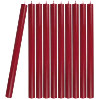 10 Stabkerzen Antik Rot Durchgefärbt 29 cm Lang Tropffrei Premium