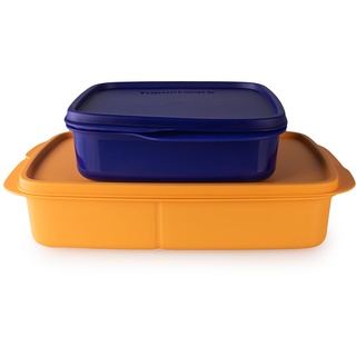Tupperware Clevere Pause Lunchbox Set (2) 1 L Orange + 550 ml blau