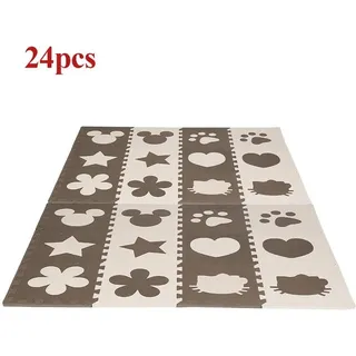 Haloyo - 24pcs Puzzlematte Mickey Spielmatte Bodenmatte Schutzmatte Kinderteppich Krabbelmatte-Herz,Blütenblatt,Pentagramm