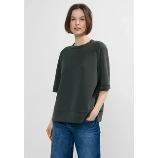 Sweatshirt CECIL Gr. S (38), grün (strong khaki) Damen Sweatshirts mit halben Ärmeln
