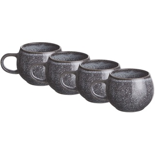 BUTLERS Keramik 4er-Set Tasse mit Henkel | Cappuccino- und Kaffeetasse 350 ml mit reaktiver Glasur