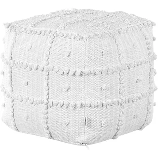 Beliani Pouf HARNAI Baumwolle 40 x 40 x 40 cm Weiß