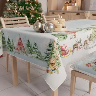 PETTI Artigiani Italiani - Weihnachtstischdecke Fleckenabweisend Rechteckige Tischdecke für Küche, Motiv Rosa Soldaten, 140x300 cm, 100% Made in Italy