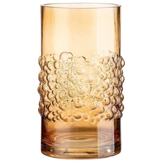 GILDE Dekoobjekt Glas Vase Sparkle amber mittig mit Bubbles Höhe 24cm