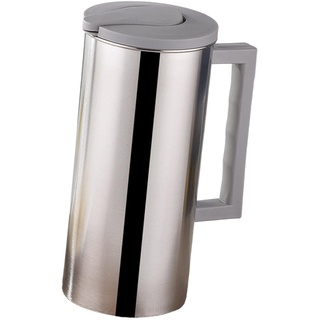 SM SunniMix Edelstahlkrug mit Deckel, Wasserkrug Edelstahl, Wasserkocher Saftkrug Wasserkaraffe Hitzebeständiger Karaffe Saft Krug mit Deckel für Kalt Warm Wasser Tee Milch Getränke - GRAU