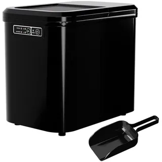 Tronitechnik TroniTechnik® Eiswürfelmaschine Eiswürfelbereiter, Ice Maker, 12kg/24h, 2,2 Liter Wassertank, 2 Größen, Selbstreinigung, schwarz