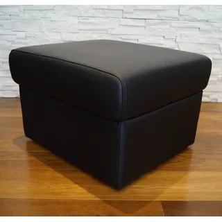 Echtleder Hocker 60x50 cm H-40 und H-45 cm aufklappbar mit Stauraum Echtleder Sitzhocker Rindsleder Sitzwürfel Fußhocker Polsterhocker Echt Leder Puff Lederhocker Schwarz (60x55xH-45 cm)