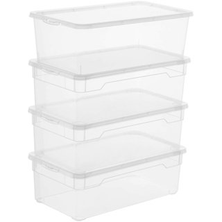 Rotho Clear 4er-Set Aufbewahrungsbox 5l mit Deckel, Kunststoff (PP) BPA-frei, transparent, 4 x 5l (33.0 x 19.0 x 11.0 cm)