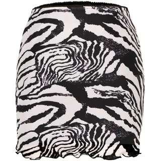 Gyios Minirock Damen Frühjahr Und Sommer Gedruckt Mesh Rock Hohe Taille Doppelte Schicht Schlanke Hüfte Frauen Rock-Zebra Weiß-m
