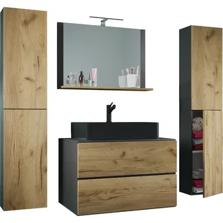 VCM Lendas XL 5-tlg. honig-eiche/anthrazit/schwarz
