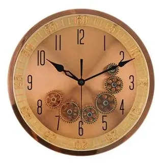 Wanduhr ø35x6 cm mit Zahnrädern - Industrial-Optik, ideal für Wohnzimmer & Büro Rosegold