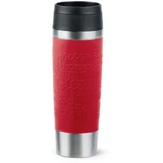 Emsa Thermobecher Travel Mug, Metall, Kunststoff, 0,5 L, lebensmittelecht, 100% dicht, abnehmbarer Deckel, rostfrei, transportabel, Ausgießen per Knopfdruck, geschmacks- und geruchsneutral, Kaffee & Tee, Tassen, Thermobecher
