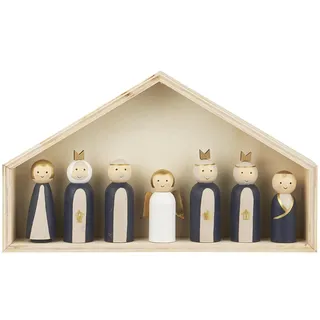 IB Laursen Weihnachts Krippe mit 7 Holz Figuren Set Krippen Weihnachten Deko
