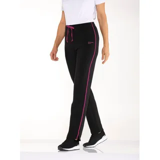 Sporthose CATAMARAN, Damen, Gr. 48/50, Normalgrößen, schwarz (schwarz, pink), 100% Baumwolle, unifarben, lang, Hosen Sporthose
