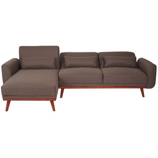 Sofa MCW-J20, Couch Ecksofa, L-Form 3-Sitzer Liegefläche Schlaffunktion Stoff/Textil ~ braun