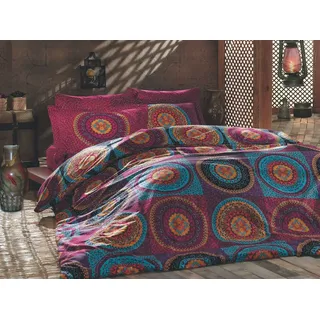 L'Essentiel Linge de Maison, Gipsy- TRK6222, Fuchsie, Bettdecken, 100% Baumwolle ranforce - Fuchsia/Türkis/Gelb/Orange