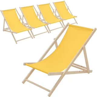 ECD Germany 5er Set Liegestuhl Klappbar 117 x 52 x 83 cm Gelb