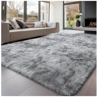 LuxusKollektion Hochflor-Teppich Teppich Hochflor Grau 200x300 Batik Hellgrau 200 x 300 cm (Rechteckig) grau