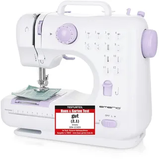 Emerio Nähmaschine für Kinder und Anfänger, SEW-121820, 12 Stichmuster, Mini mit Fußpedal, Strom und Batteriebetrieb, Zuhause, LED Licht, Vor und Rückwärtsautomatik, Weiß/Rosa