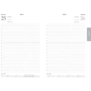 NO NAME 2025 Günstiger Buchkalender Chefplaner A5 schwarz 1 Tag 1 Seite auch sonntags