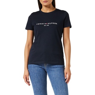 Tommy Hilfiger Damen T-Shirt Kurzarm Heritage Rundhalsausschnitt, Blau (Desert Sky), L