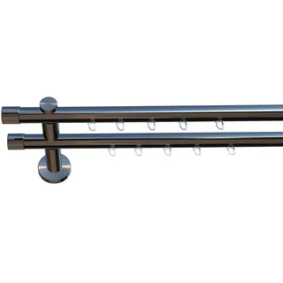 INDEKO Gardinenstange Paneelwagen 2-läufig Ø 20 mm 250 cm Silber