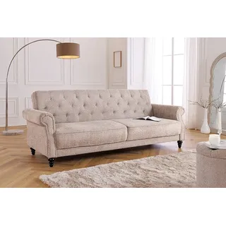 riess-ambiente 3-Sitzer MAISON BELLE AFFAIRE 220cm greige - Schlafsofa, Bouclé, FSC-zertif., Einzelartikel 1 Teile, Couch mit Bettfunktion · 3-stufig verstellbar · Chesterfield Design beige