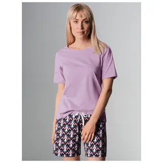 Schlafanzug TRIGEMA "TRIGEMA Kurzer mit raffiniertem Design" Gr. XXL, lila (orchidee) Damen Homewear-Sets Pyjamas