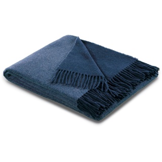 Plaid BIEDERLACK "Soft Impression" Wohndecken Gr. B/L: 150 cm x 200 cm, blau (jeans, marine) Wolldecken im Doubleface-Look